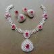 Handmade Brass Metal Jewellery Ruby Teardrop Necklace Set